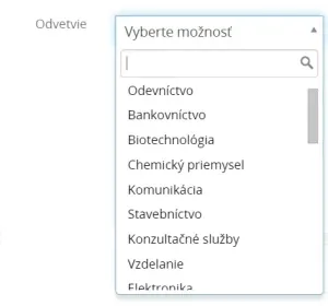 Typy odvetví organizácie