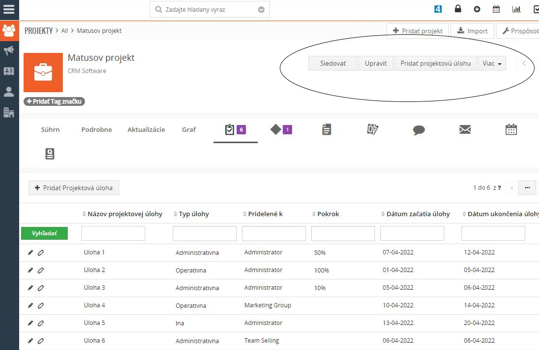 Riadenie projektov v CRM