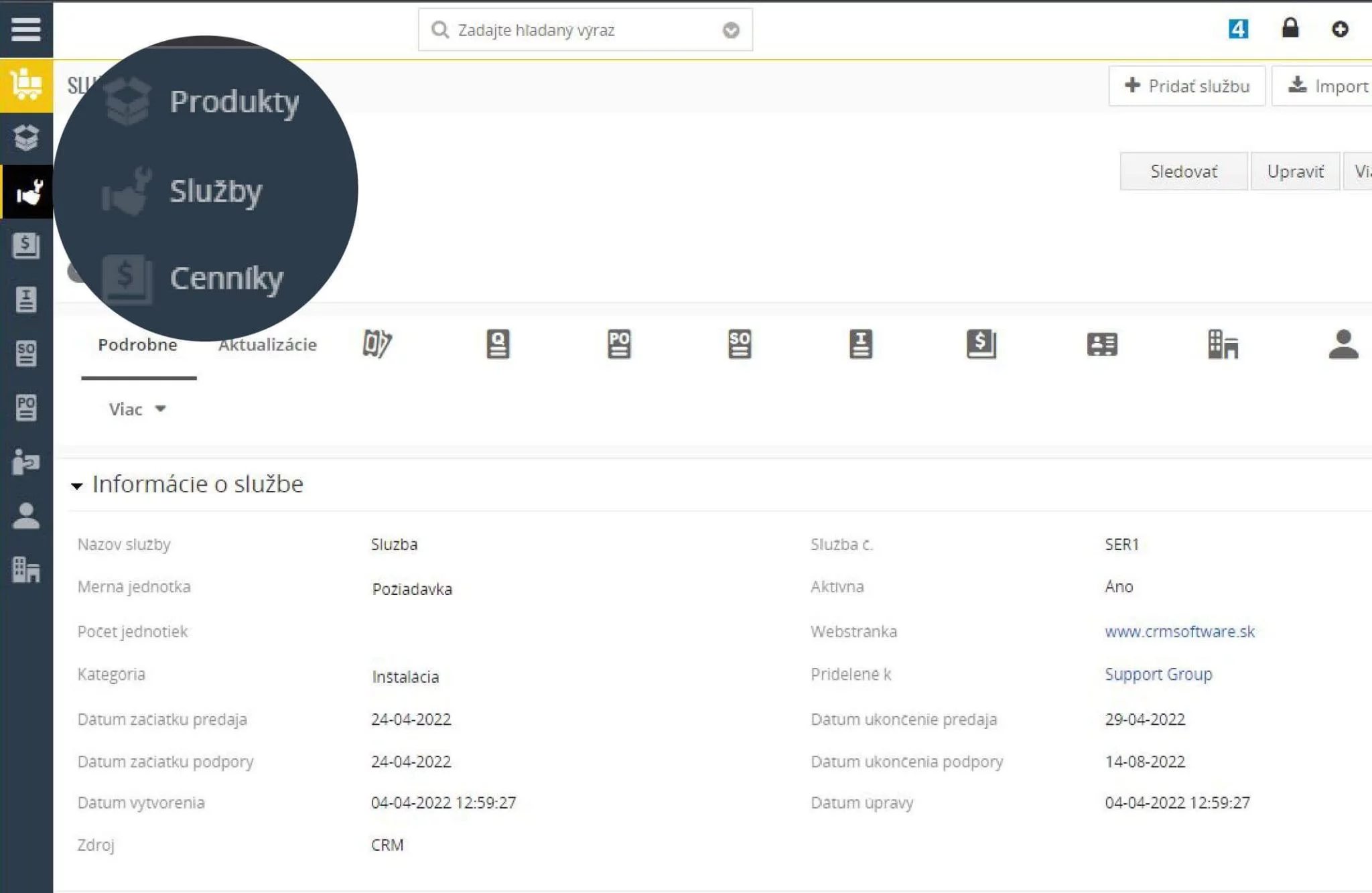CRM system - Služby
