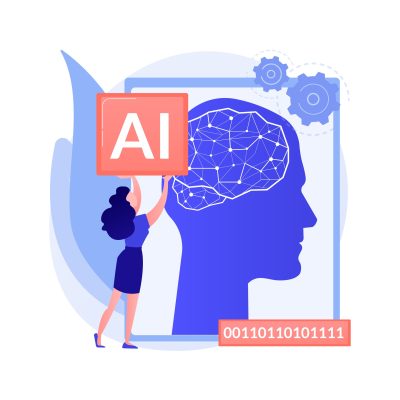 Artificial intelligence abstract concept vector illustration. AI, machine learning, artificial intelligence evolution, high tech, cutting edge technology, cognitive robotics abstract metaphor.